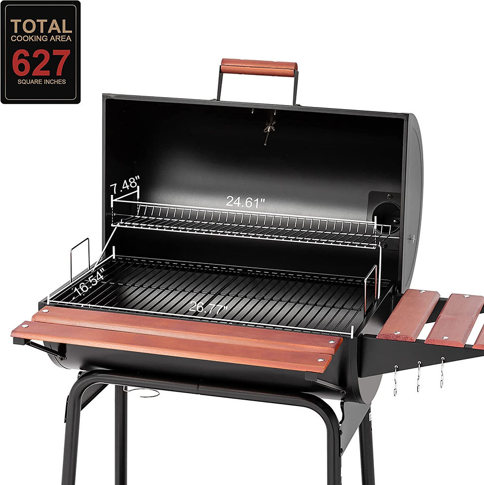 Thumbnail: Royal Gourmet CC1830V 30 Barrel Charcoal Grill with Wood-Painted Side Front Tab