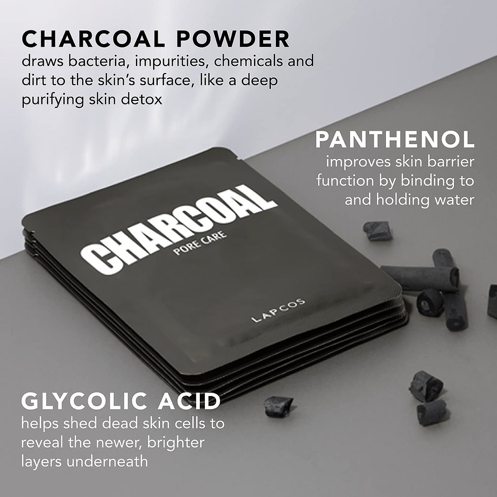 Thumbnail: LAPCOS Charcoal Sheet Mask, Daily Face Mask with Salicylic Acid and Tea Tree Oi