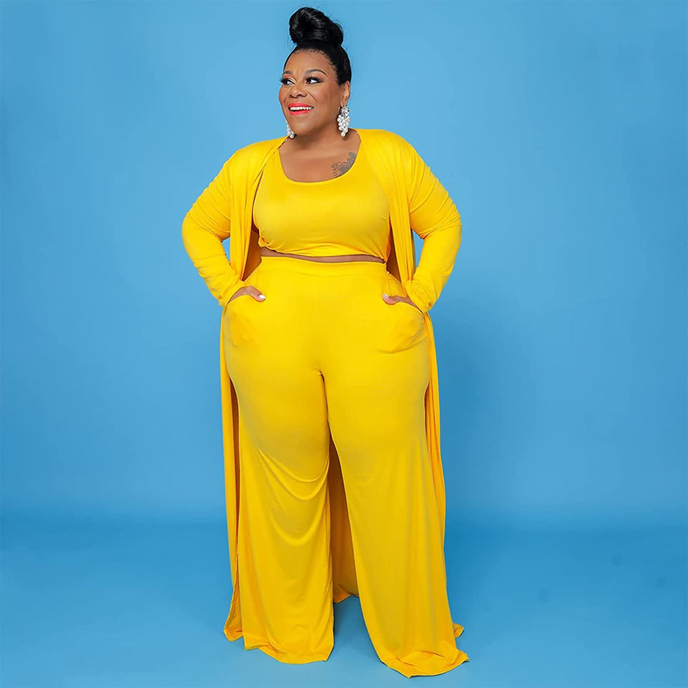 Thumbnail: Plus Size 3 Piece Outfits for Women Long Sleeve Cardigan Crop Tank Tops High Wa