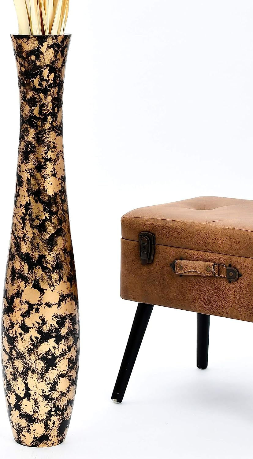 Thumbnail: LEEWADEE Large Floor Vase – Handmade Flower Holder Made of Wood, Sophisticate