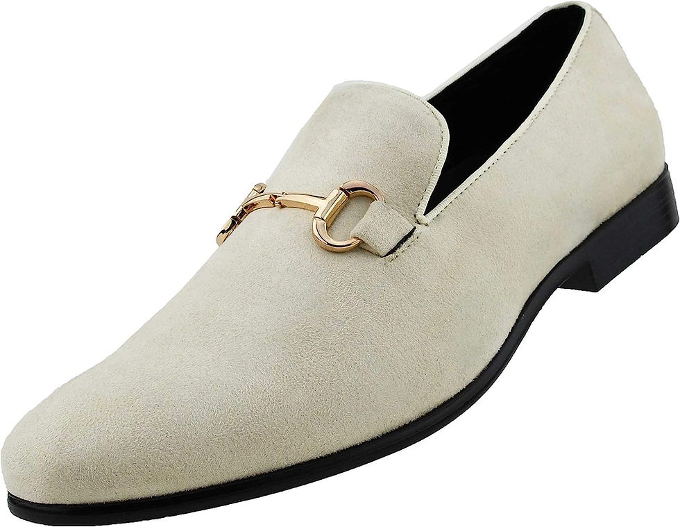 Thumbnail: Amali Bradford - Microfiber Men's Slip-On Loafer with Gold Metal Bit - Smoking 