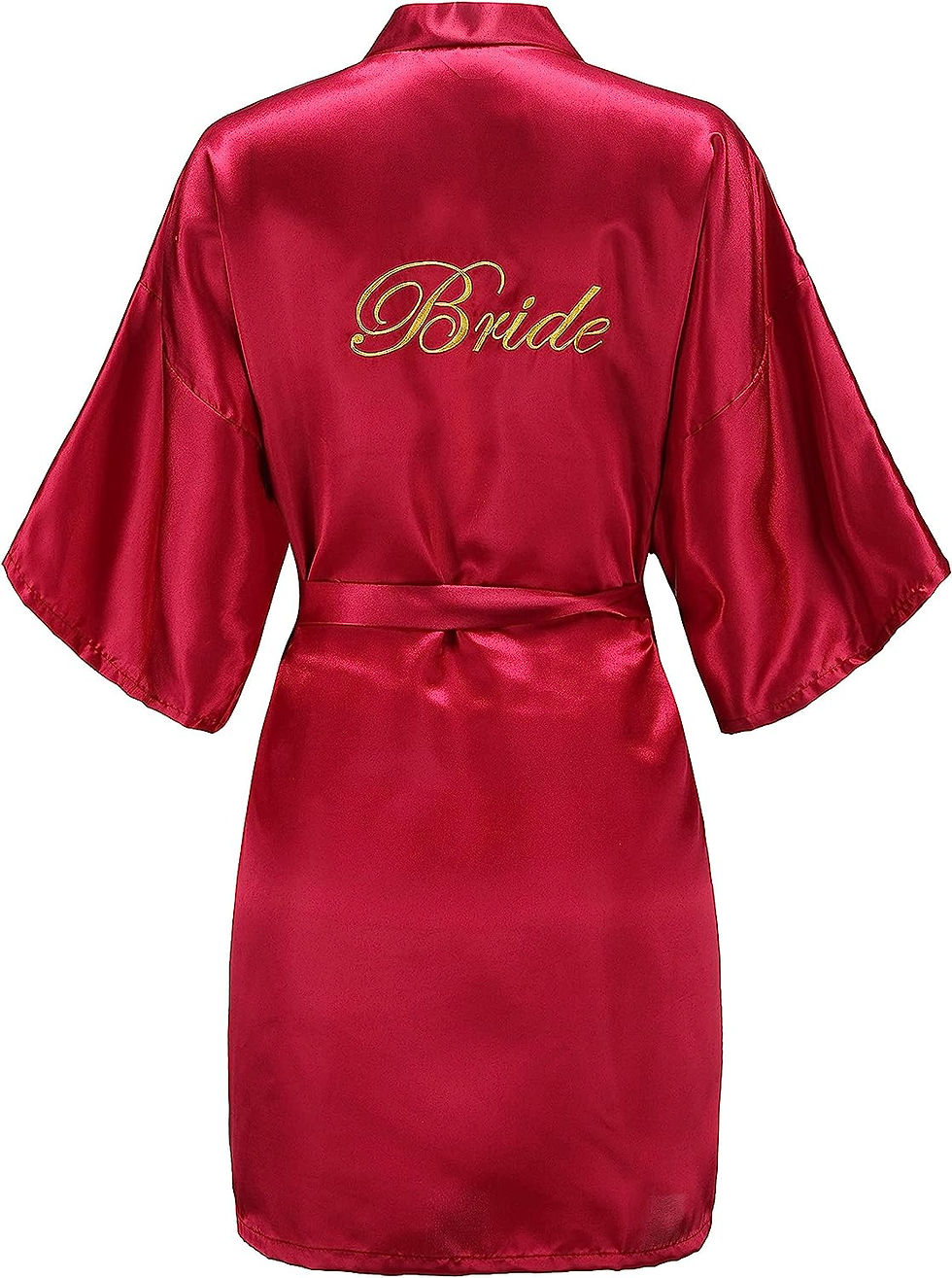 Thumbnail: EPLAZA Women's One Size Silver Rhinestones Bride Bridesmaid Short Satin Robes f