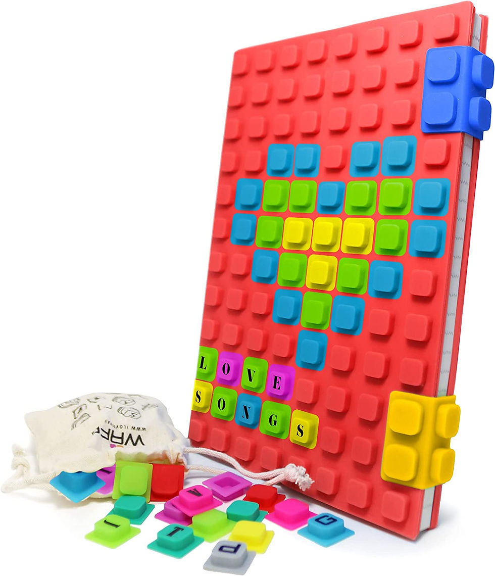Thumbnail: WAFF Journal for girls, Personalized Notebook With 70 Lego Like Cubes, Refillab