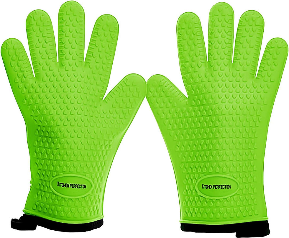 Thumbnail: KITCHEN PERFECTION Silicone Smoker Oven Gloves -Extreme Heat Resistant BBQ Glov