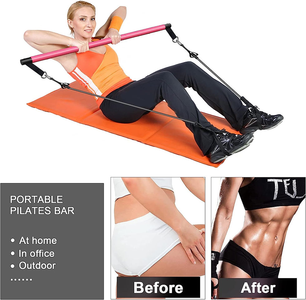 Thumbnail: Pilates Bar Kit with Resistance Bands(4 x Resistance Bands),3-Section Pilates B