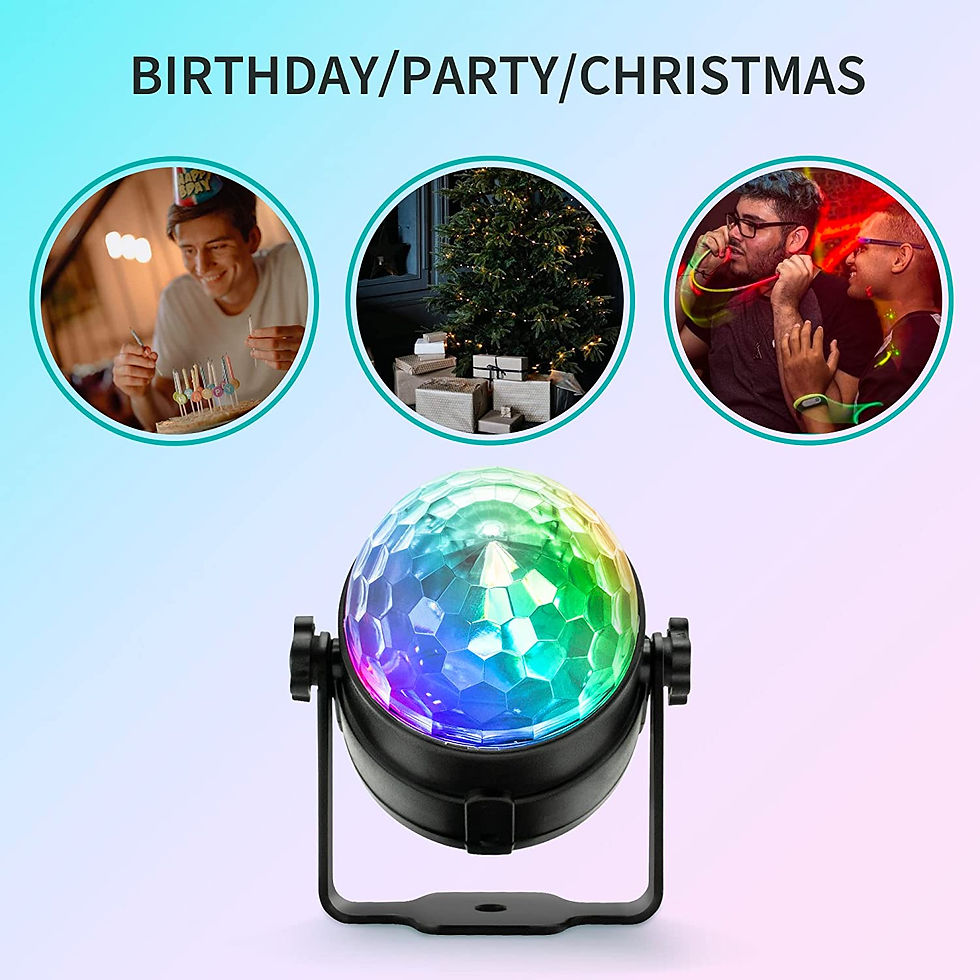 Thumbnail: [3-Pack] Party Lights DJ Disco Ball Strobe Light Disco Lights 7 Colors Sound Ac