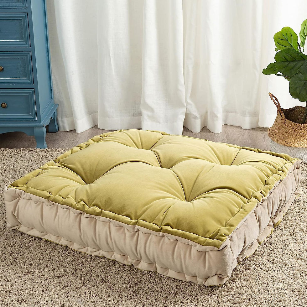 Thumbnail: HIGOGOGO Extra Large Floor Pillow, Square Tufted Floor Cushion with Frilled Edg