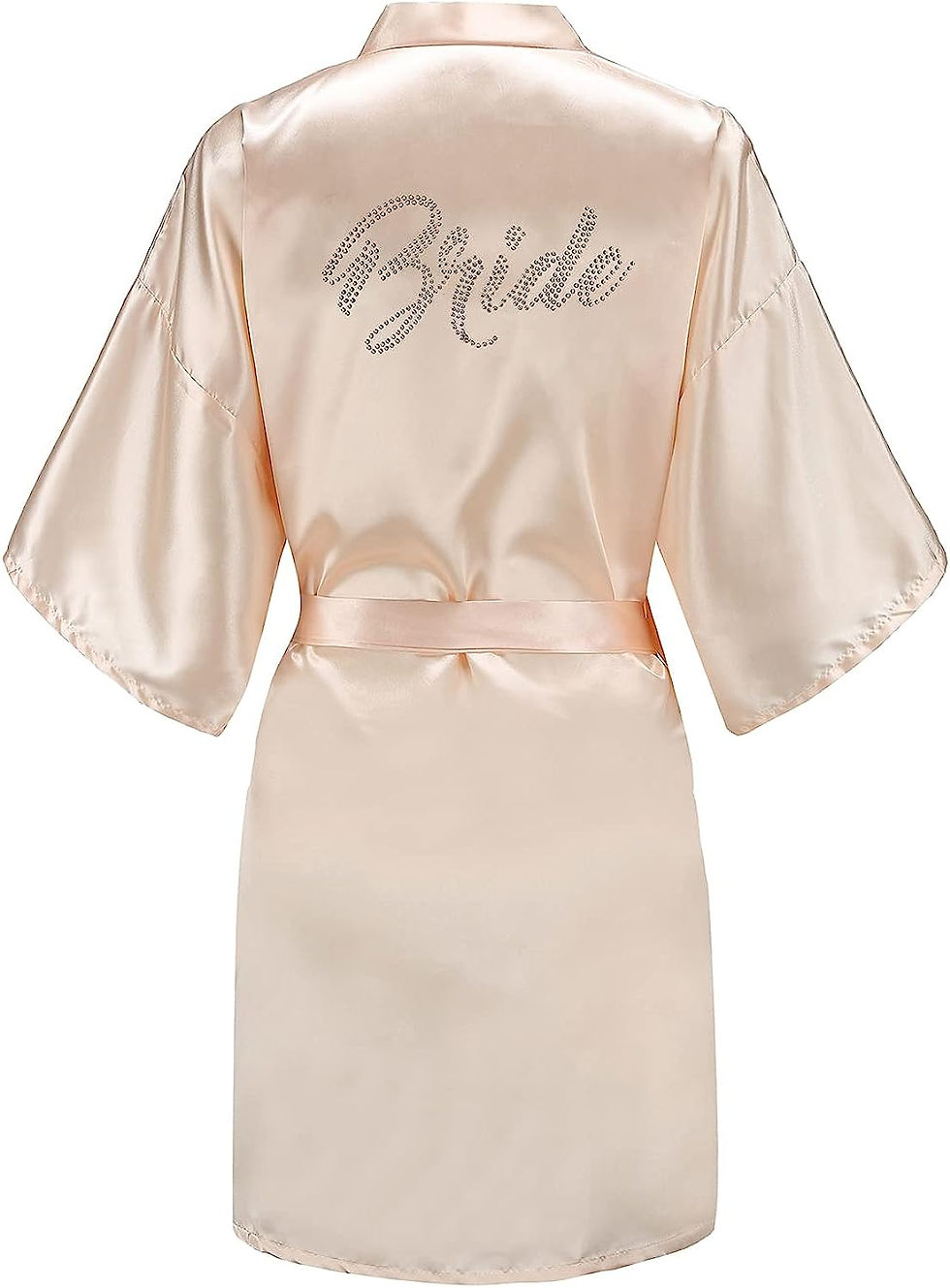 Thumbnail: EPLAZA Women's One Size Silver Rhinestones Bride Bridesmaid Short Satin Robes f