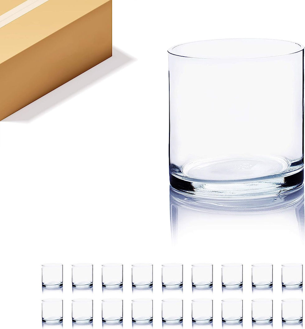 Thumbnail: WGVI Cylinder Vase, 4" W x 12" H, Floral Container, Flower Vases, Glass Candle 