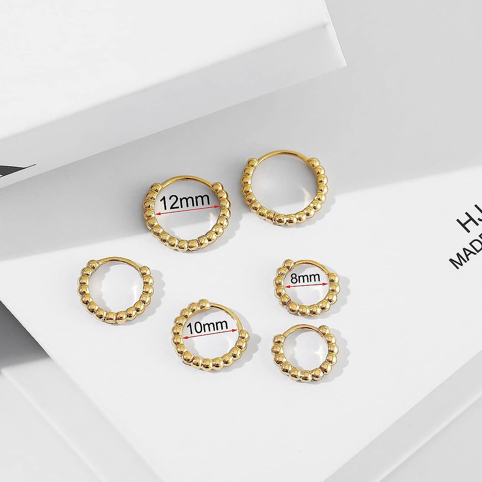 Thumbnail: Fiusem Small Bead Gold Huggie Hoop Earrings for Women, Hypoallergenic 14K Gold 