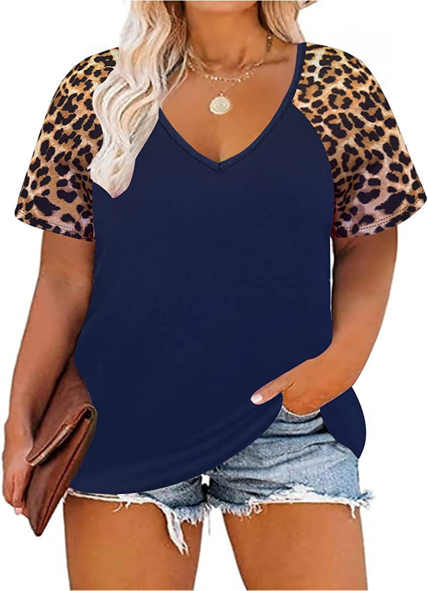 Thumbnail: TIYOMI Plus Size Tops for Women Tops Raglan Shirts Color Block V Neck Tunic Soi