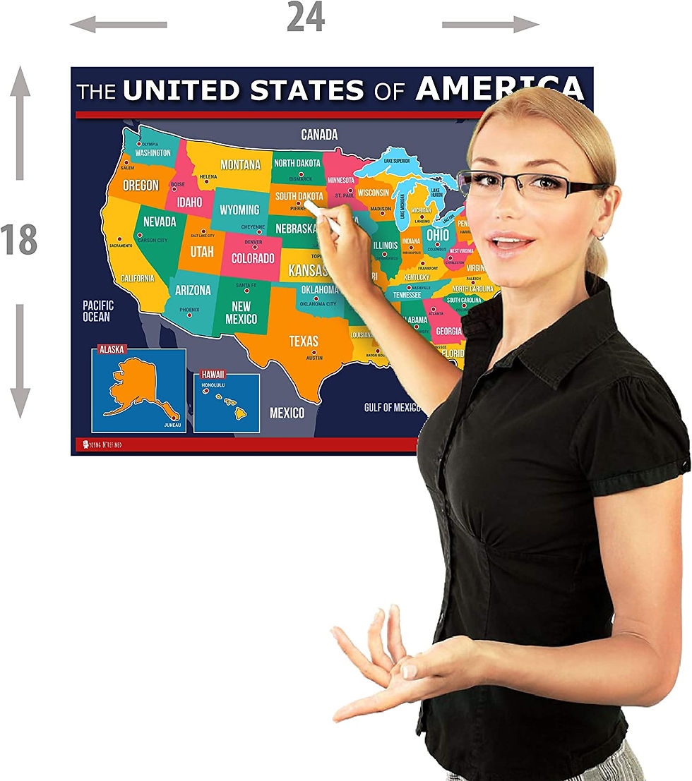Thumbnail: USA and World map poster 2 pack for kids Laminated blue (Updated Fixed V2.0) Yo