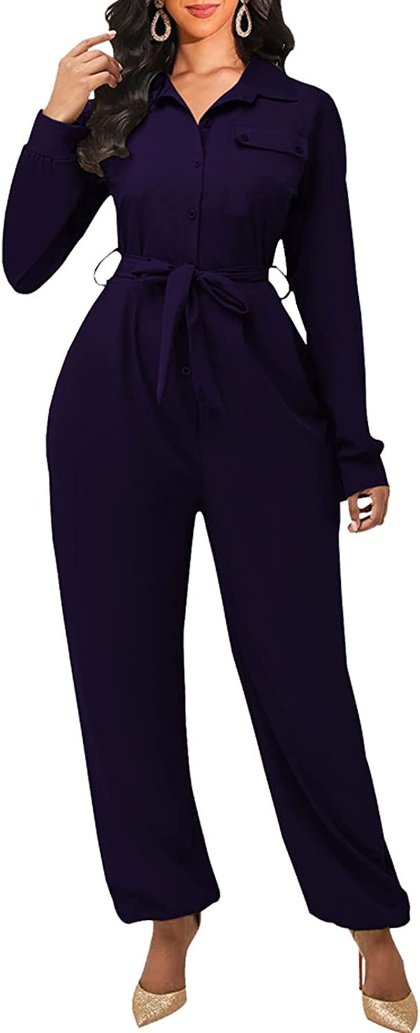Thumbnail: DinyIn Sexy Deep V Neck Long Wide Leg Pant for Women Casual Solid Jumpsuits Plu