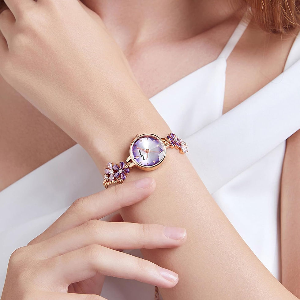 Thumbnail: Flower Designer Women's Wrist Watches Ladies Jewelry Purple Rhinestone Bracelet