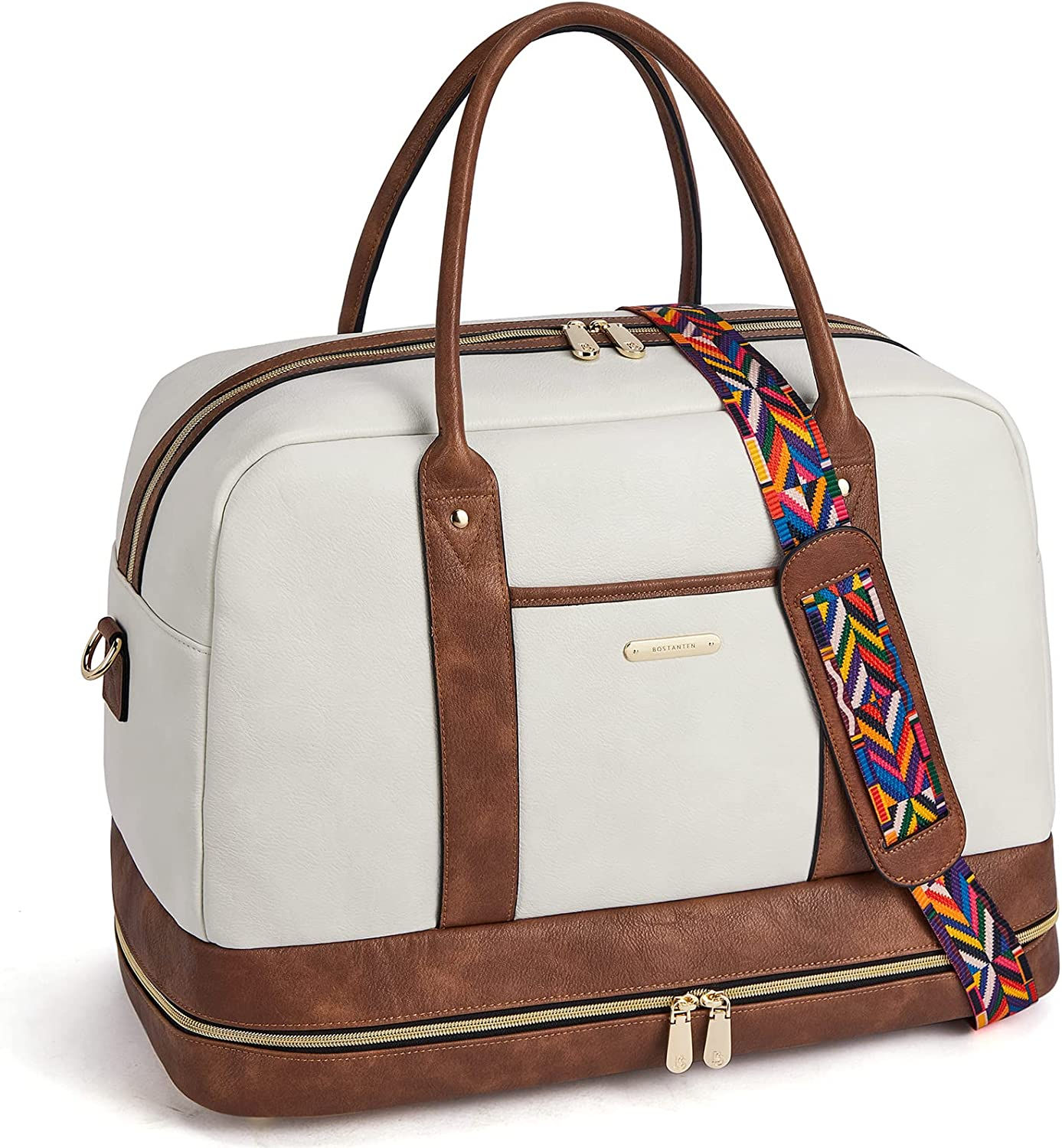 BOSTANTEN Weekender Bags for Women Leather Travel Duffel Overnight Bag Large Du
