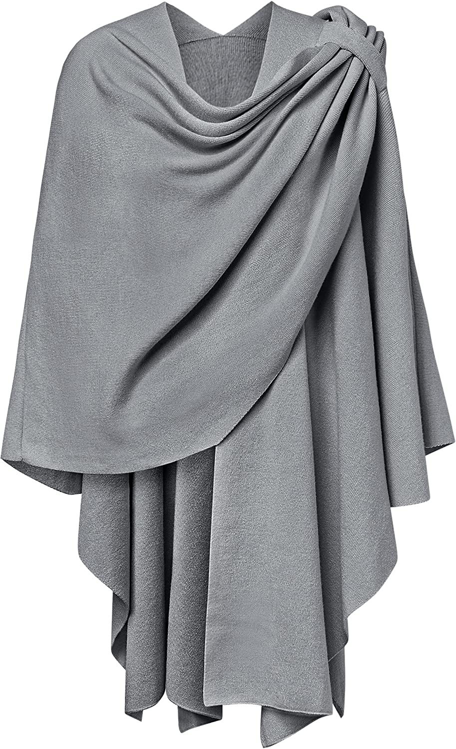 Thumbnail: Womens Large Cross Front Poncho Sweater Wrap Topper Knitted Elegant Shawls Cape
