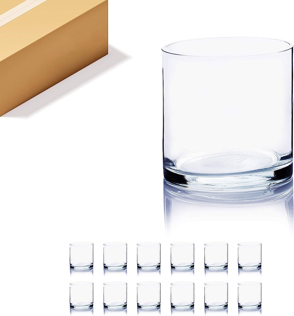Thumbnail: WGVI Cylinder Vase, 4" W x 12" H, Floral Container, Flower Vases, Glass Candle 