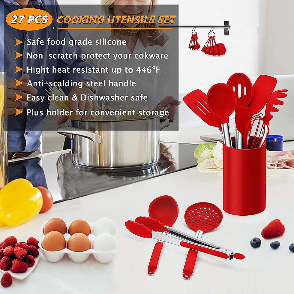 Thumbnail: LIANYU 27 PCS Kitchen Utensils Set with Holder, Silicone Cooking Utensils Spatu