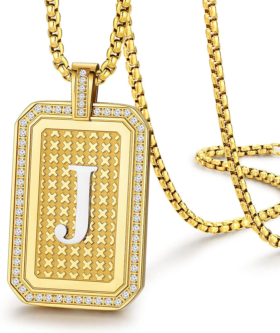 Thumbnail: Zillaly Initials Pendant Necklace Men's Women's Capital Letters 18K Gold A-Z Di
