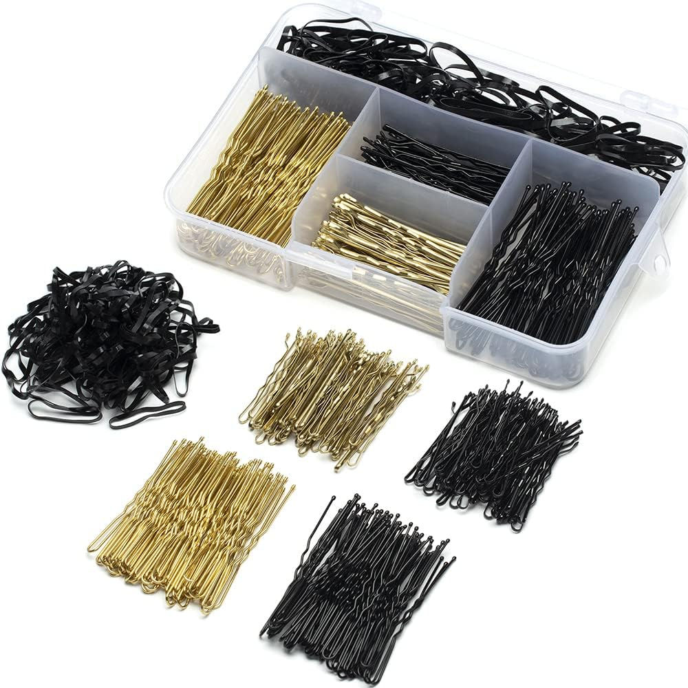 300 Pcs Hair Pins Kit, Including 100 Pcs Bobby Pins, 100 Pcs U Hair Pins, 100 P