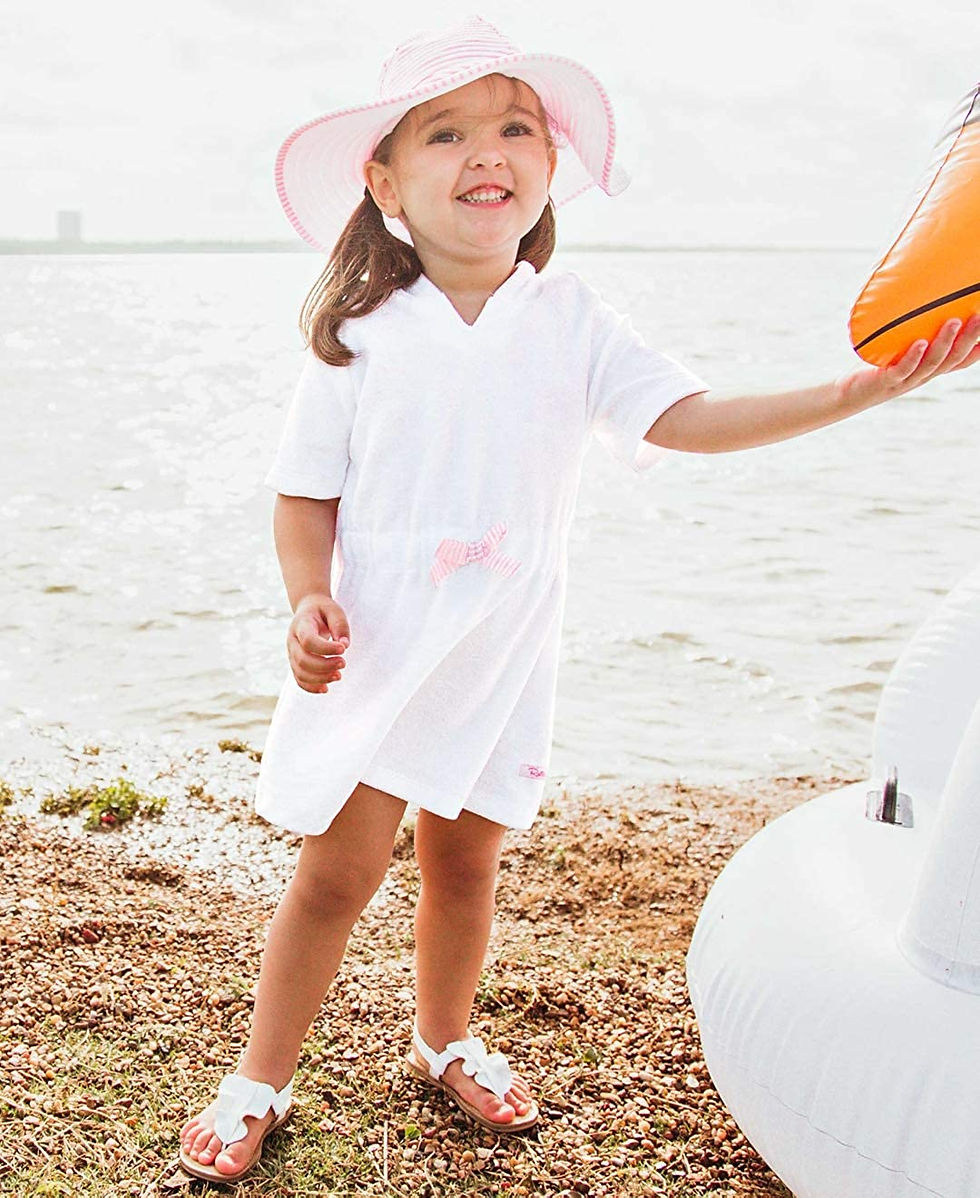 Thumbnail: RuffleButts® Baby/Toddler Girls Terry Cloth Hoodie Swim Beach Cover Up Dress
