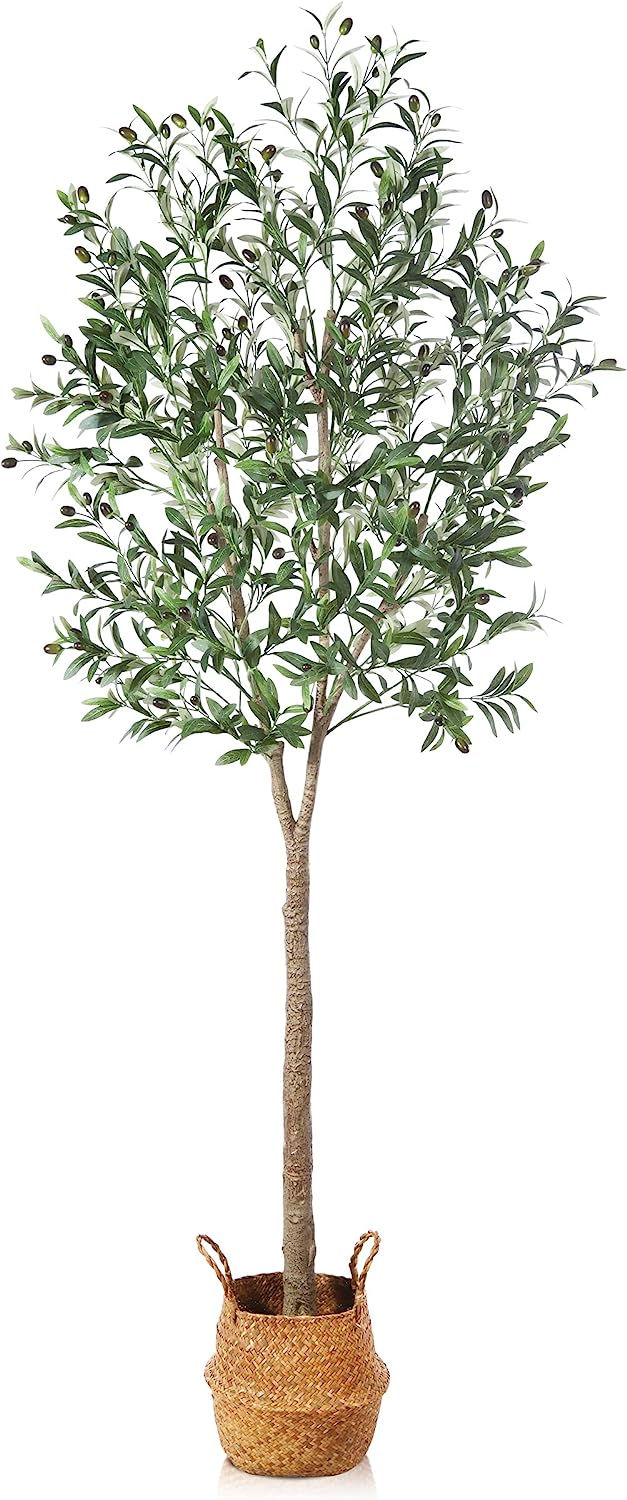 Thumbnail: Ferrgoal Artificial Olive Trees 6Ft Fake Olive plant with Basket Faux Plants In