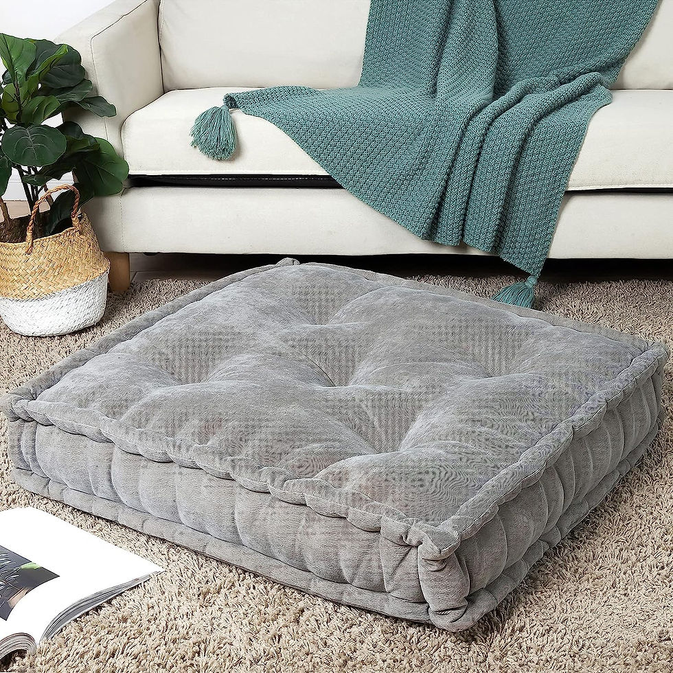 Thumbnail: HIGOGOGO Extra Large Floor Pillow, Square Tufted Floor Cushion with Frilled Edg