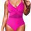 Thumbnail: Viottiset Women's Cross Front Cut Out One Piece Swimsuit Tummy Control High Wai
