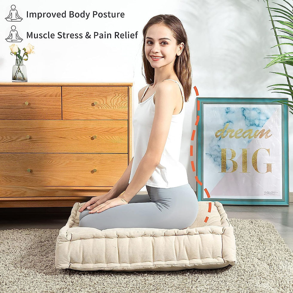 Thumbnail: HIGOGOGO Extra Large Floor Pillow, Square Tufted Floor Cushion with Frilled Edg