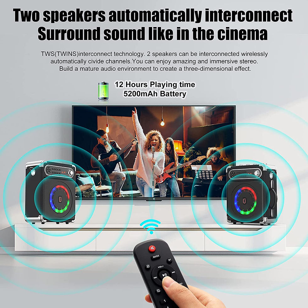 Thumbnail: JYX Karaoke Machine with Two Wireless Microphones, Portable Bluetooth Speaker w