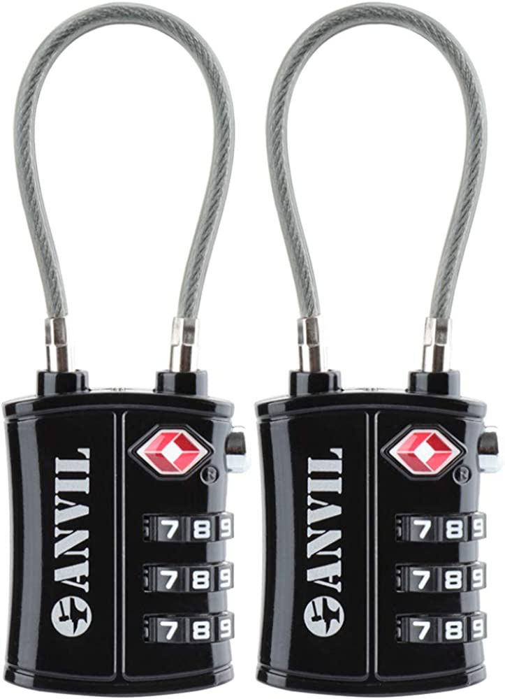 Thumbnail: ANVIL TSA Approved Cable Luggage Locks 3 Digit Combination Padlock with Zinc Al