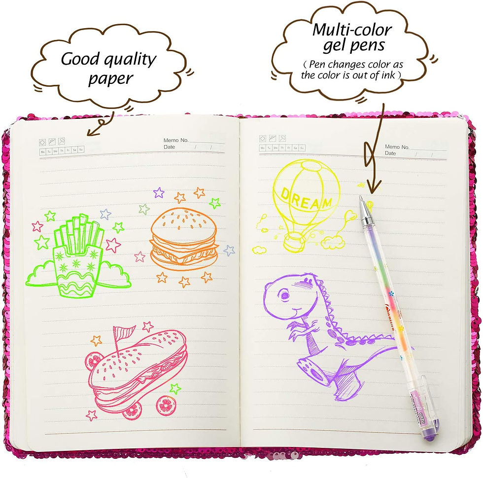 Thumbnail: Outus Sequin Notebook Set with 4 Pieces Color Gel Ink Pens Reversible Diary Fli