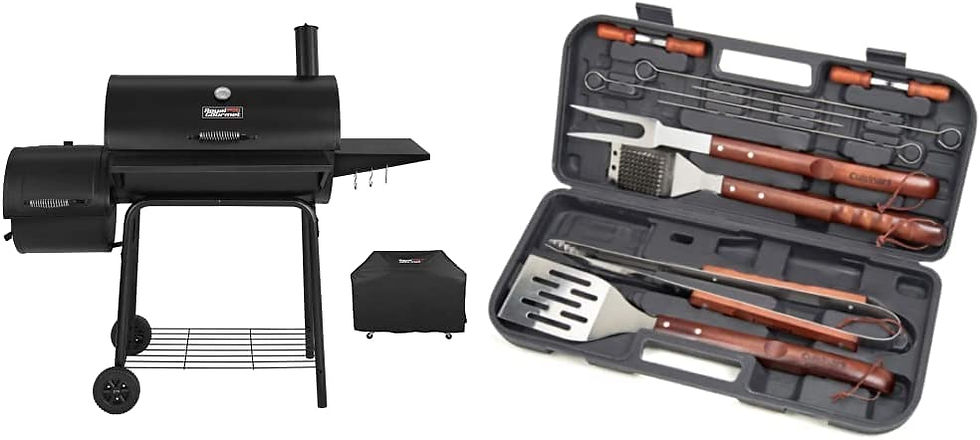 Thumbnail: Royal Gourmet CC1830SC Charcoal Grill Offset Smoker with Cover, 811 Square Inch