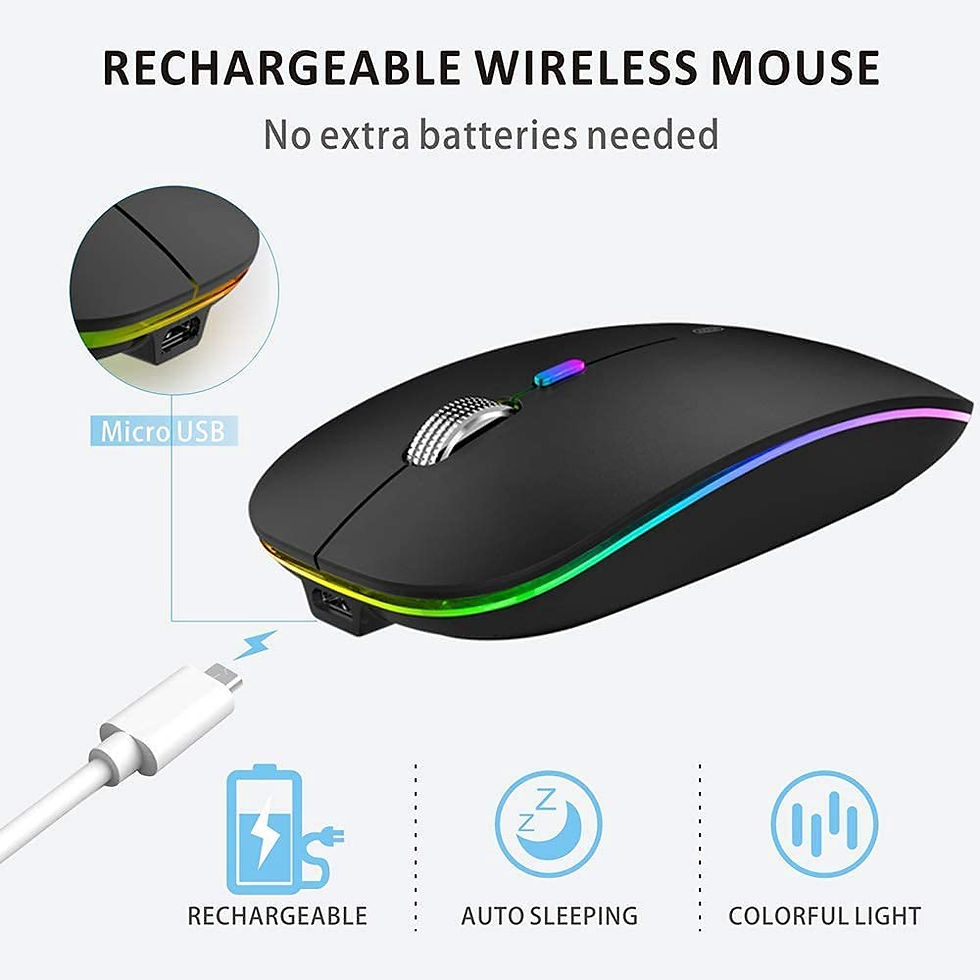 Thumbnail: Uiosmuph LED Wireless Mouse, G12 Slim Rechargeable Wireless Silent Mouse, 2.4G 