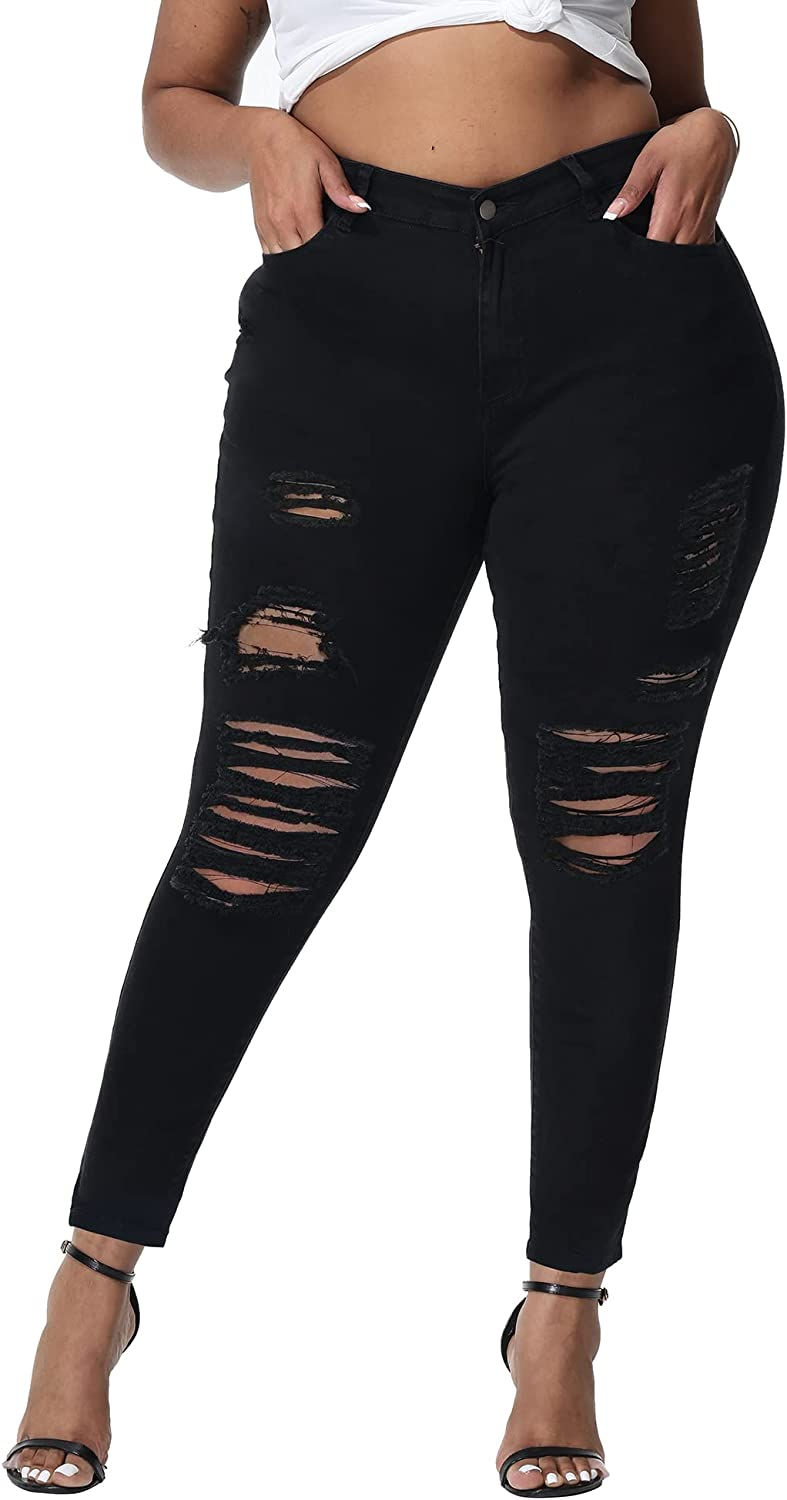 Thumbnail: Gboomo Womens Plus Size Skinny Jeans Stretchy High Waisted Ankle Jean