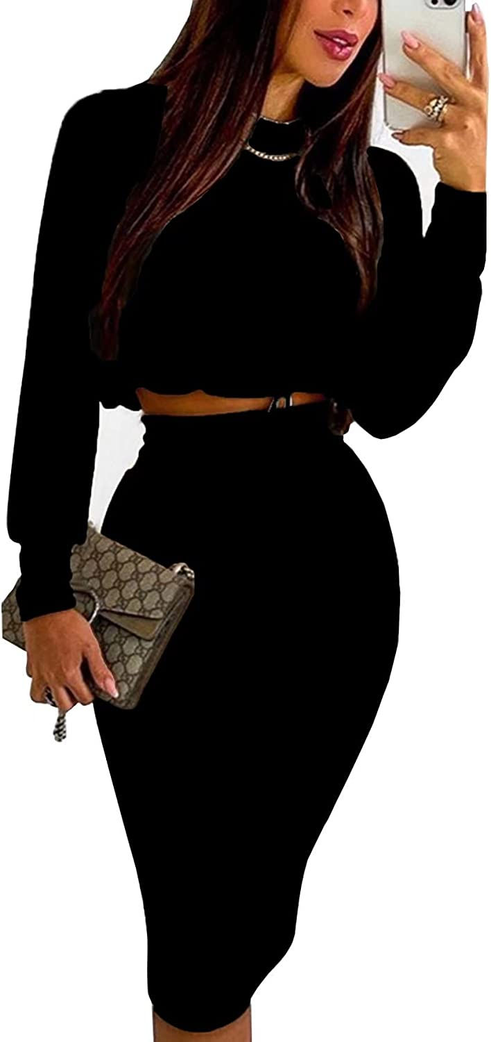Thumbnail: MRSYVES 2 Piece Outfits for Women Short Sleeve Side Split Pullover Shirts and B
