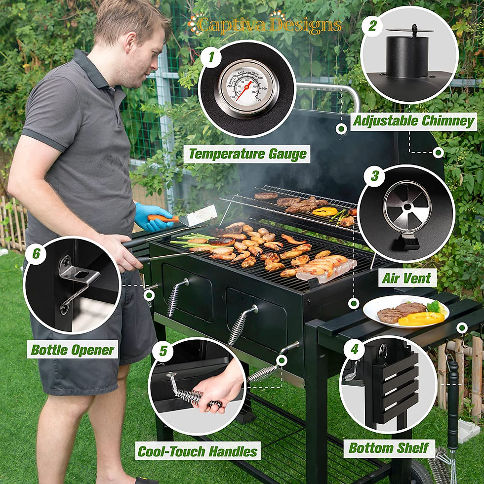 Thumbnail: Captiva Designs Extra Large Charcoal BBQ Grill with Oversize Cooking Area(794 s