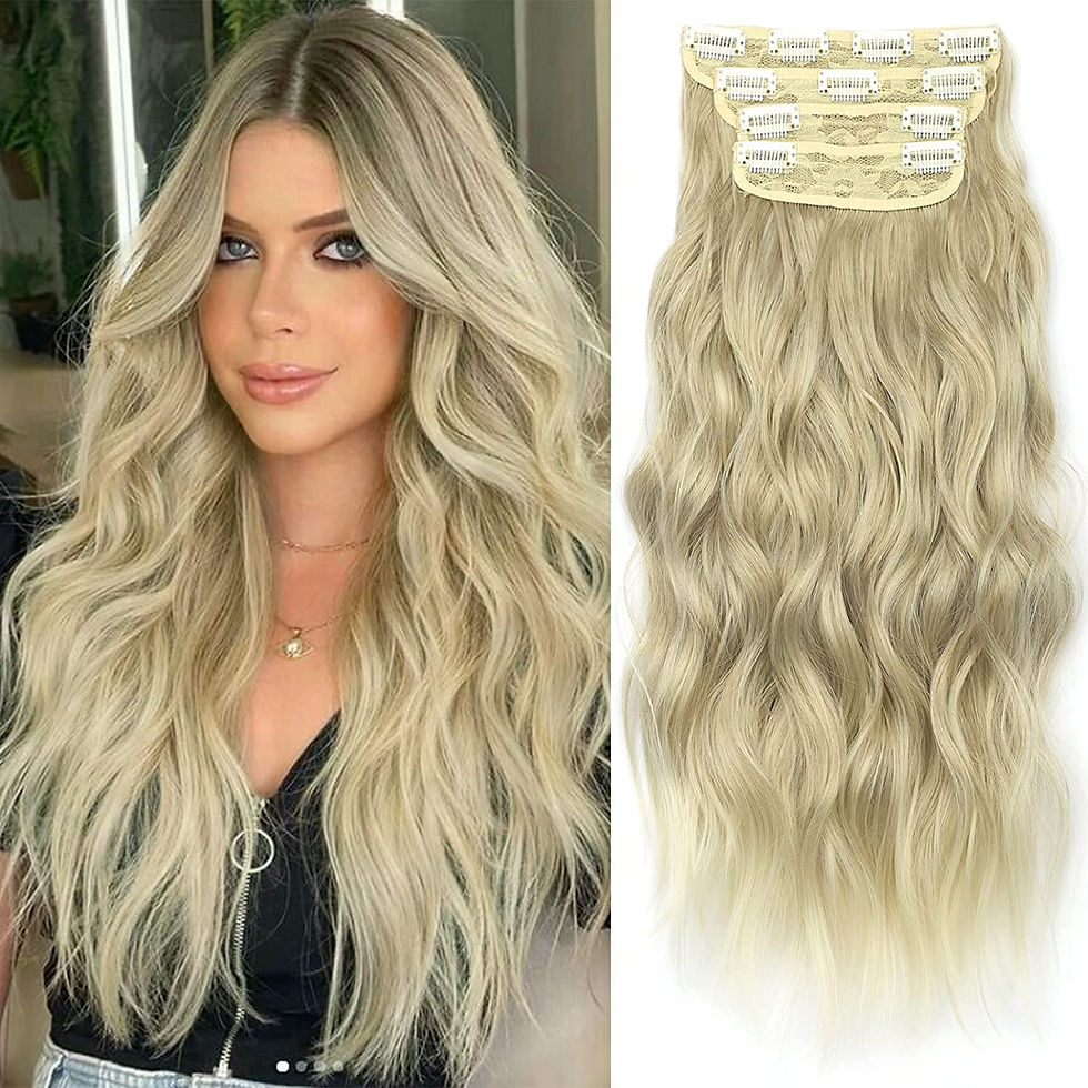 Thumbnail: KooKaStyle Clip in Long Wavy Synthetic Hair Extension 20 Inch 4PCS Balayage Dar