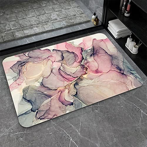 Thumbnail: Diatomaceous Earth Bath Mat,Blue Pink and Gold Marble Non-Slip Volume Super Abs