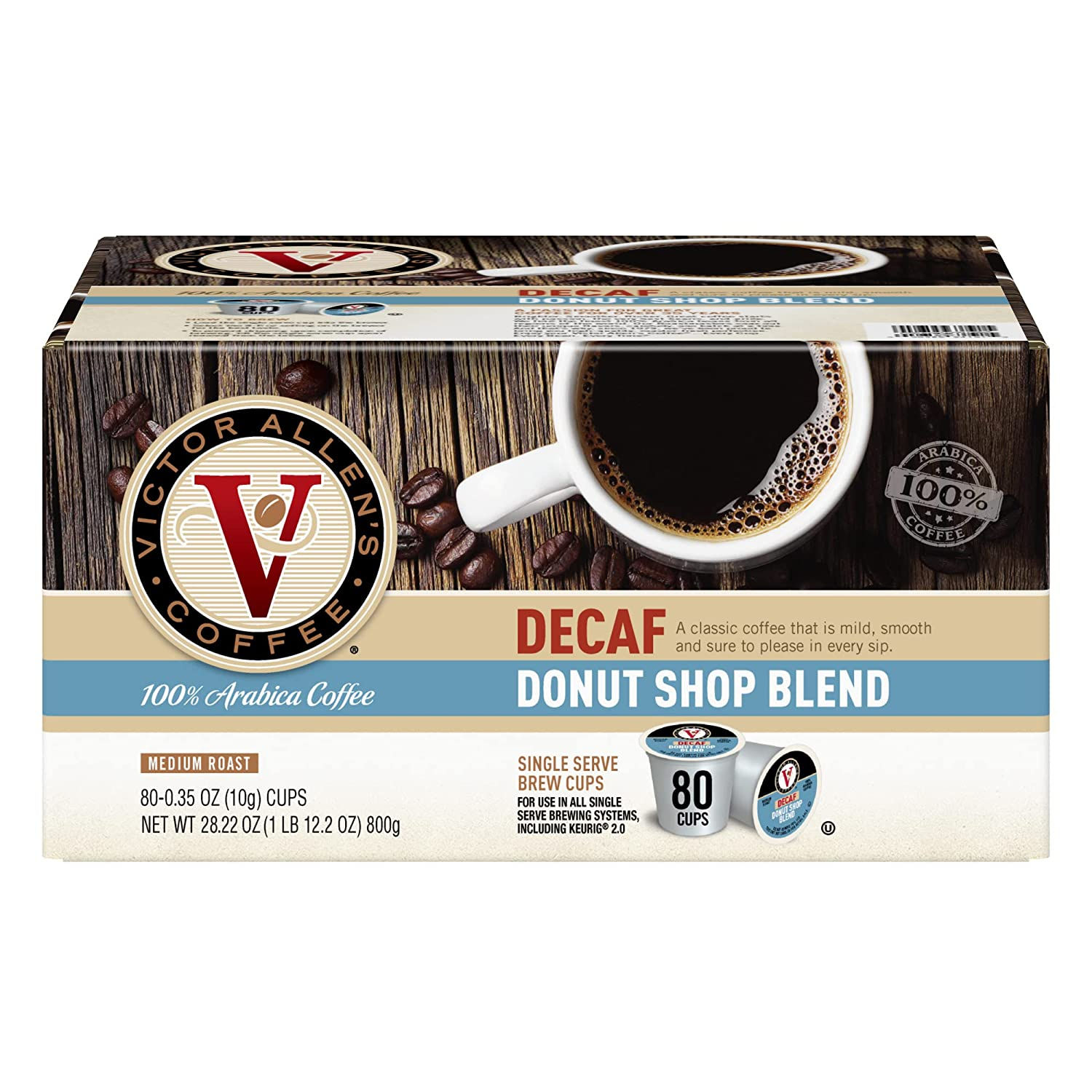 Victor Allen's Coffee Donut Shop Blend, Medium Roast, 80 Count, Single Serve Co