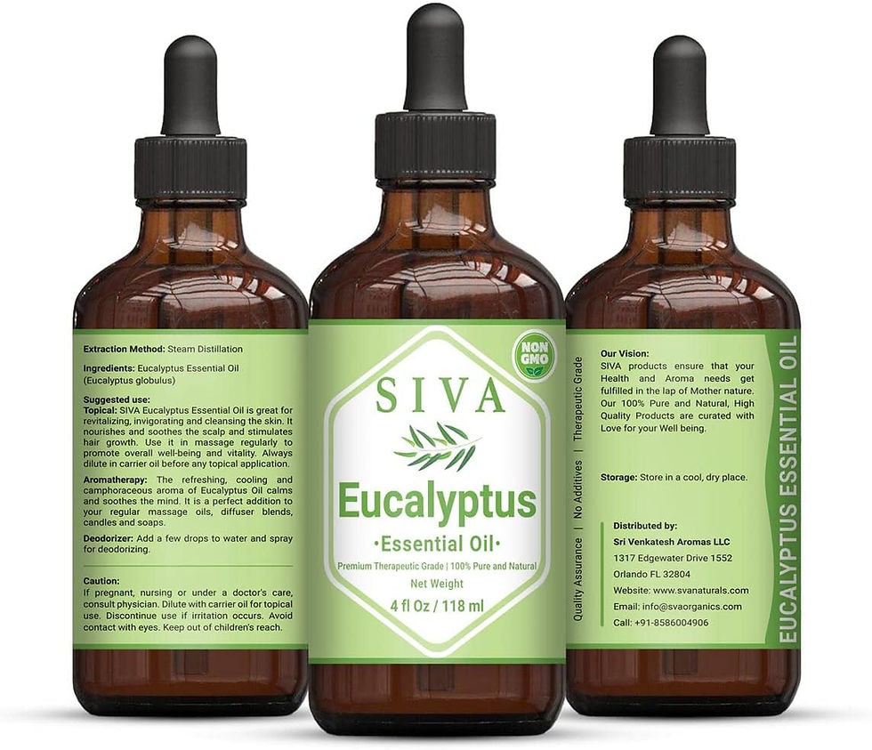 Thumbnail: Siva Eucalyptus Essential Oil 4 Fl Oz with Premium Glass Dropper – 100% Pure,