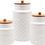 Thumbnail: American Recreations Embossed Faceted Canister White Ceramic Set of 3 Round Jar