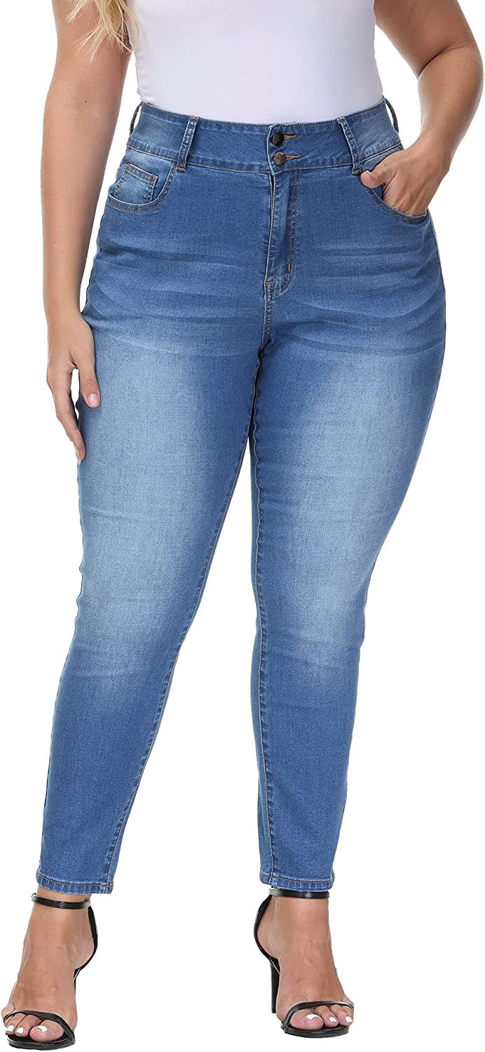 Thumbnail: Gboomo Womens Plus Size Skinny Jeans Stretchy High Waisted Ankle Jean