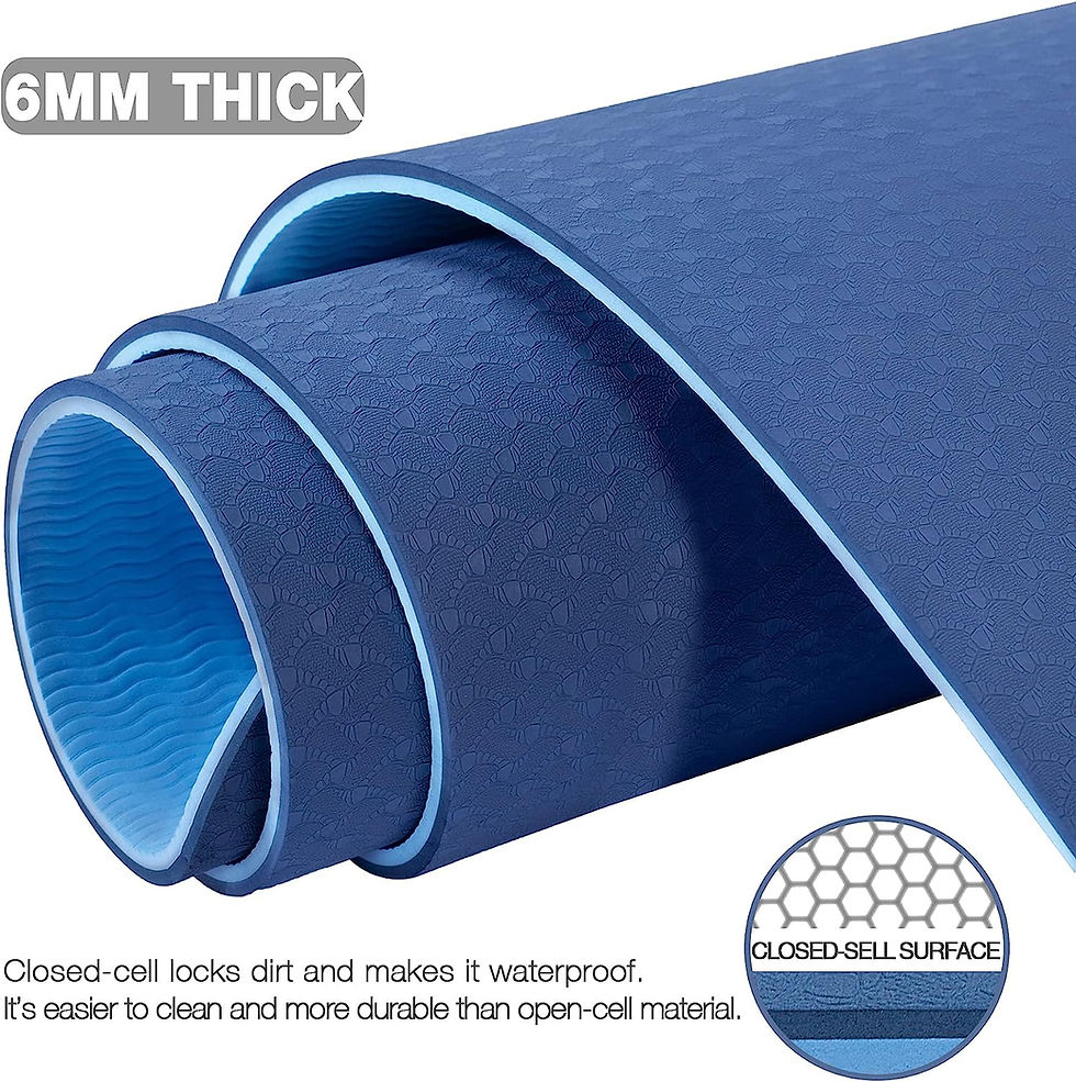 Thumbnail: Large Yoga Mat for Men and Women - 6'x4'x6mm, Extra Wide TPE Fitness Mat for Ho