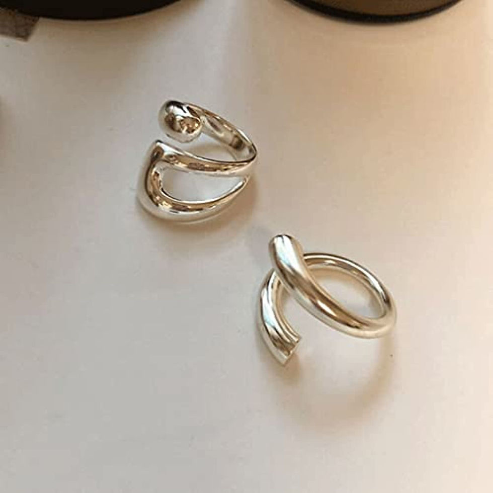 Thumbnail: JIABA Adjustable Sterling Silver Rings 925 Double Lines Shape Personality Ring 