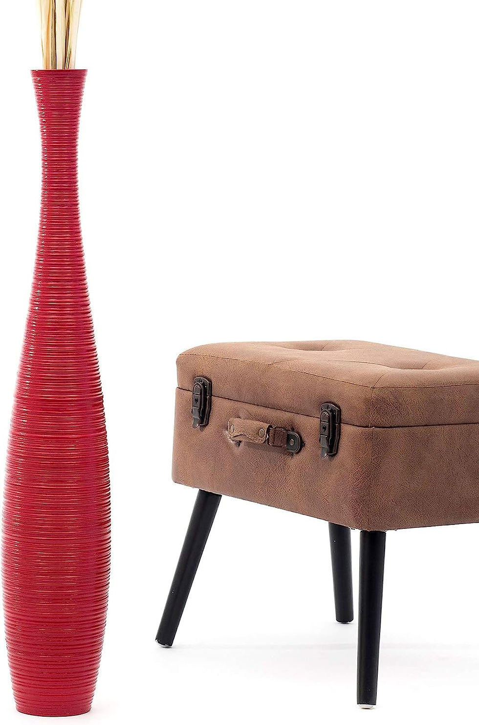 Thumbnail: LEEWADEE Large Floor Vase – Handmade Flower Holder Made of Wood, Sophisticate