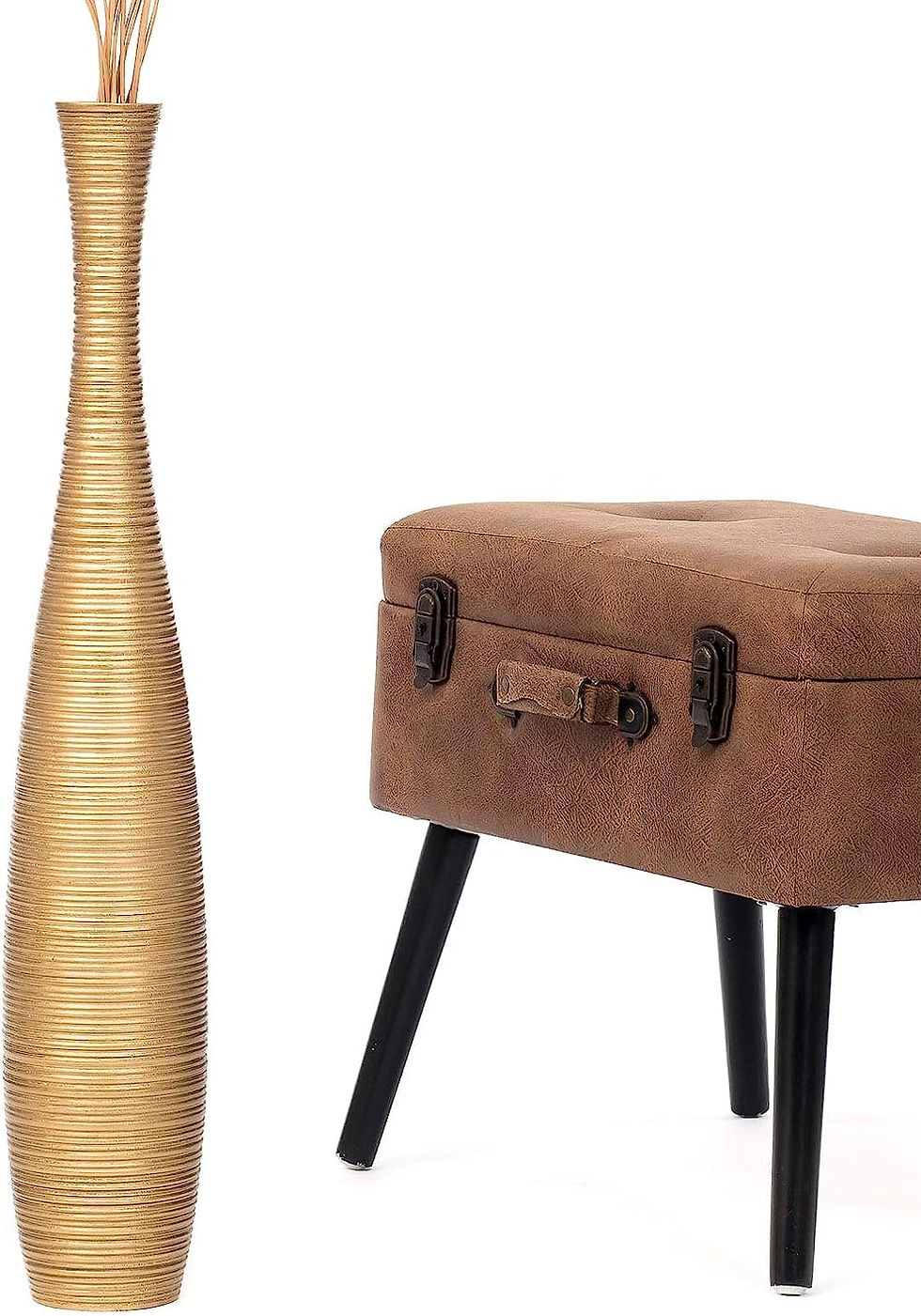 Thumbnail: LEEWADEE Large Floor Vase – Handmade Flower Holder Made of Wood, Sophisticate