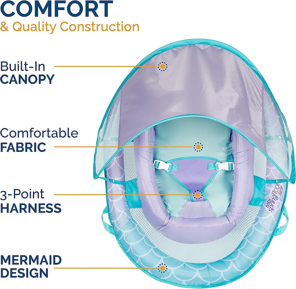 Thumbnail: Swimways Sun Canopy Inflatable Infant Spring Float for Infants 3-9 Months, Merm