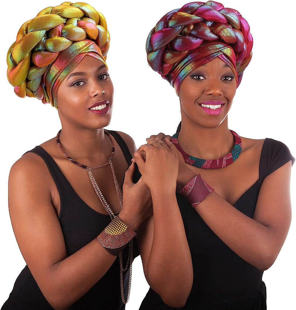 Thumbnail: 4 Pieces African Beanie Cap Head Wrap Pre Tied Head Wrap Turban Headwear Twiste