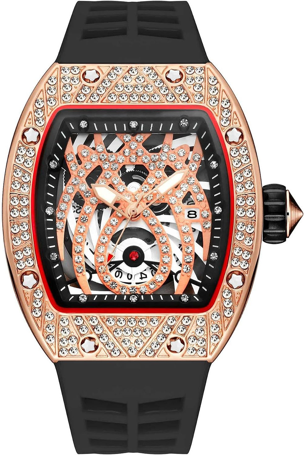 Thumbnail: FANMIS Mens Bling Punk Diamond Watches Fashion Crystal Dress Quartz Analog Watc